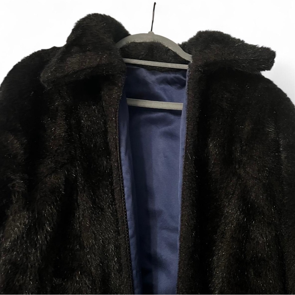 Elegant Black Faux Fur Women's Coat